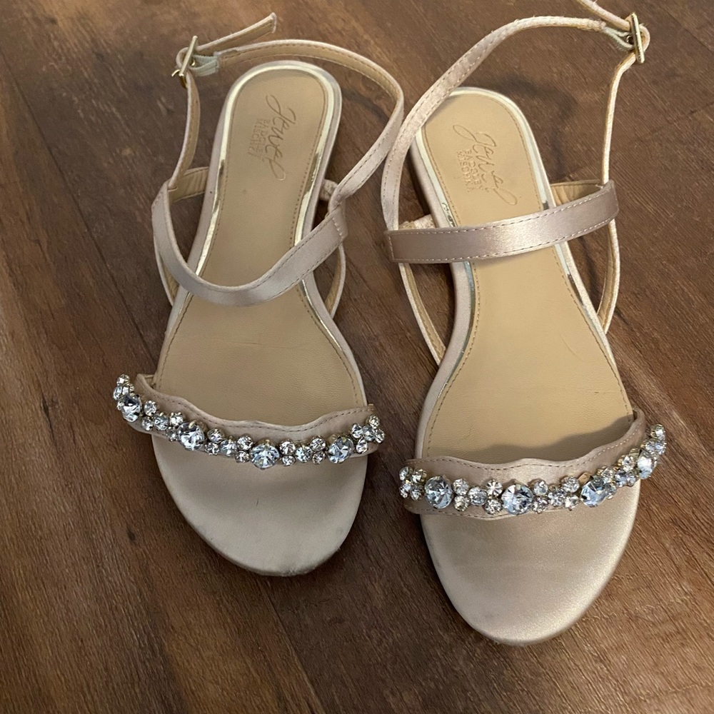 Badgley Mischka jeweled flat sandals
